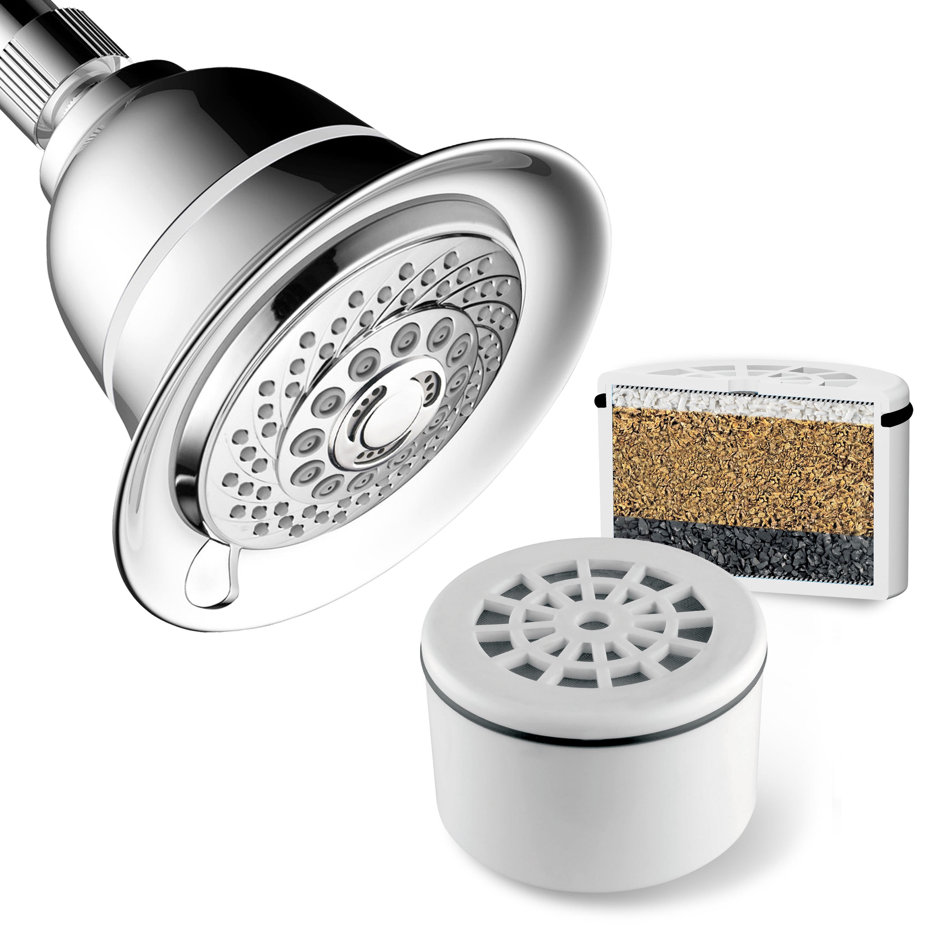 HotelSpa AquaCare 6-Setting, 5-Inch, 3-stage Filtered Shower Head (Filter  Included), Chrome - Walmart.com