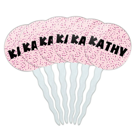 Kathy Cupcake Picks Toppers - Set of 6 - Pink Speckles