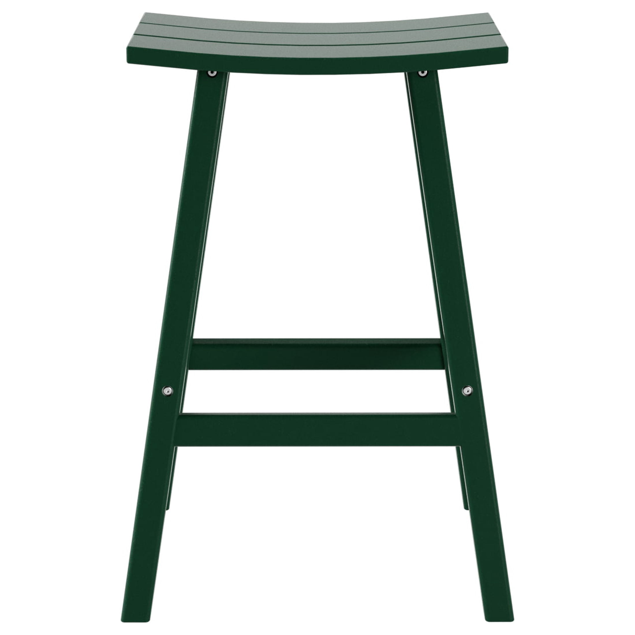 WestinTrends Malibu HDPE Outdoor Patio 29" Bar Stool Saddle Seat (Set of 2), Dark Green