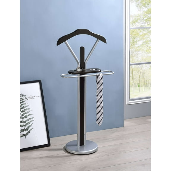 Kings Brand Furniture Wood & Metal Suit Rack Valet Stand with Thick Hanger, Bar, & Watch-Holder
