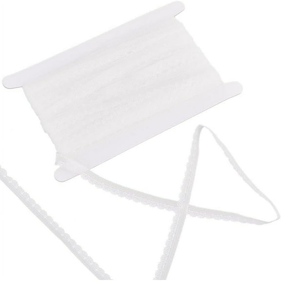 25M Nylon Picot Elastic Lace Trim Stretchy Lace Ribbon For Sewing Decoration White 1/2 inch(12mm) 27.34 Yards(25m)/bag