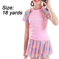 thumbnail image 2 of Traje de baño rosa para niñas Traje de baño dividido deportivo colorido Conjunto de natación de manga corta, 2 of 7