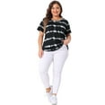 thumbnail image 3 of DARING DIVA Women's Plus T-Shirts Round Neck Multi-Color Dye Casual Tops 3X Black, 3 of 6