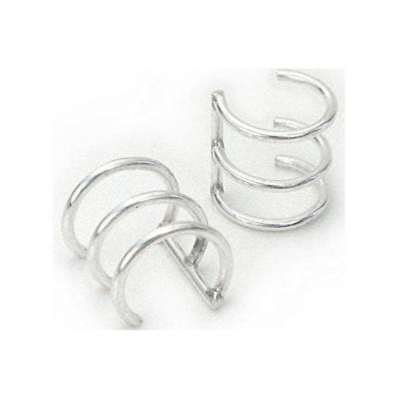 Sterling Silver 3 Bars Wire Band Ear Cuffs, One Piece