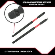 Hyper Tough 2 Piece Long Impact Driver Hex Shank Drill Bits, 6 inch