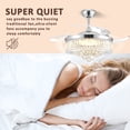 thumbnail image 3 of 42" Retractable Crystal Ceiling Fan with Light and Remote Control, 6-Speed Quiet DC Motor, Dimmable LED Fandelier for Bedroom and Living Room, Chrome Finish, 3 of 7