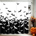 thumbnail image 2 of Halloween Shower Curtain, Halloween Theme Black and White Bat Shower Curtains for Bathroom Halloween Horror Scary Bathroom Curtains Waterproof Fabric Machine Washable 72"W x 78"L (Pack of 1), 2 of 6