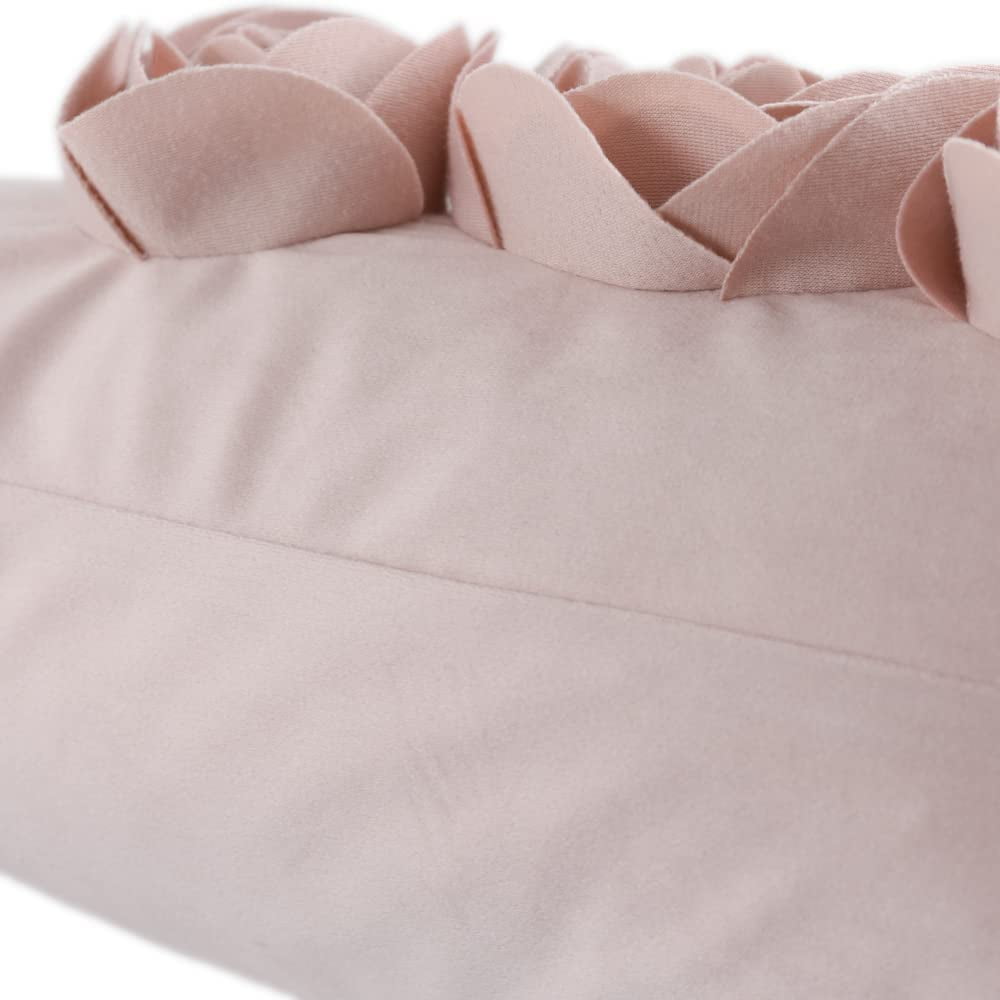 JWH 3D Rectangle Velvet Rose Throw Pillow Covers for Modern Decoration and Gift 12 x 20 inch Rose Gold
