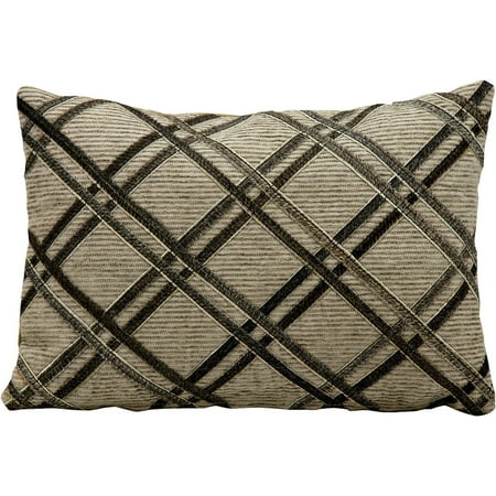 Double Diagonal Leather Hide Throw Pillow by Nourison