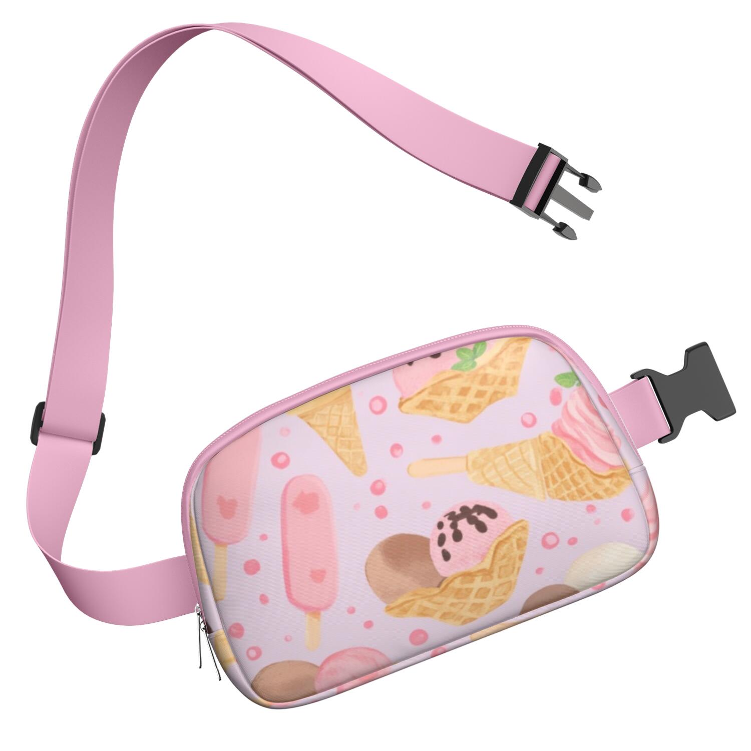 Cross Body Bag for Men&Women Waist Bag & Hip Bum Bag with Adjustable Strap for Casual Running Hiking Cycling Ice Cream Sporty Waist Pack