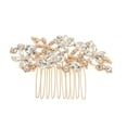 thumbnail image 1 of Nvzi Horquillas para el pelo de boda con flores para novias, peinetas con perlas de cristal, pinzas para el pelo, tocado, accesorios para el pelo de boda dorados, joyas - doradas, 1 of 4