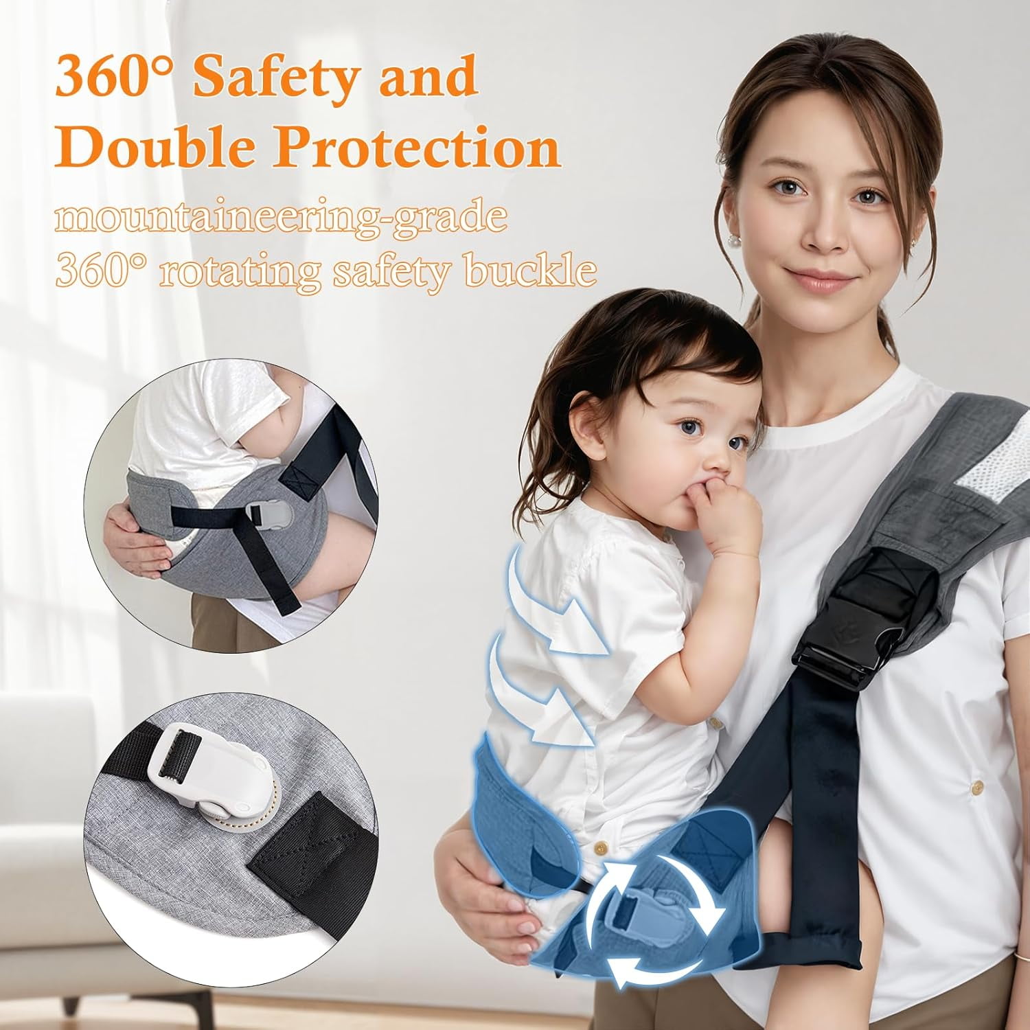 Gilysido Grow and Go All-in-One Breathable Hip Seat Baby Carriers for Toddler , Gray
