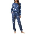 thumbnail image 1 of INSPIRAR CHIC Conjuntos de Pijamas de Manga Larga para Mujeres Sudadera de Punto Impresa con Estrellas 2 Piezas Ropa de Dormir L Azul, 1 of 6