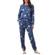 thumbnail image 1 of INSPIRAR CHIC Conjuntos de Pijamas de Manga Larga para Mujeres Sudadera de Punto Impresa con Estrellas 2 Piezas Ropa de Dormir XL Azul, 1 of 6
