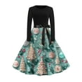 thumbnail image 2 of Christmas Dresses for Women Women's Fashionable And Elegant Autmn And Winter Long-sleeved Round Neck Christmas Print Dress for Holiday Party,Green,2XL, 2 of 5