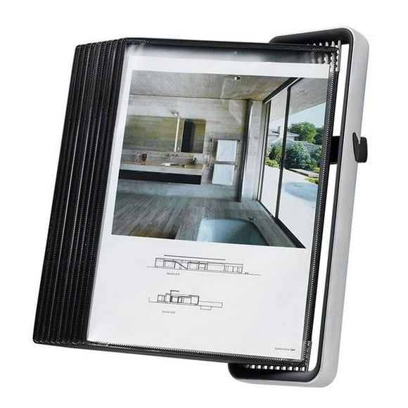 Tarifold V714527 VEO Wall Display Unit with 10 Display Pockets, Black - 20 Sheet