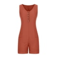 thumbnail image 5 of Usmixi Jumpsuits for Women Casual Solid Soft Knitted Ribbed Button up Loose Pocket Tank Jumpsuits Overalls Summer Formal Plain Round Neck Sleeveless Short Rompers Orange l, 5 of 6