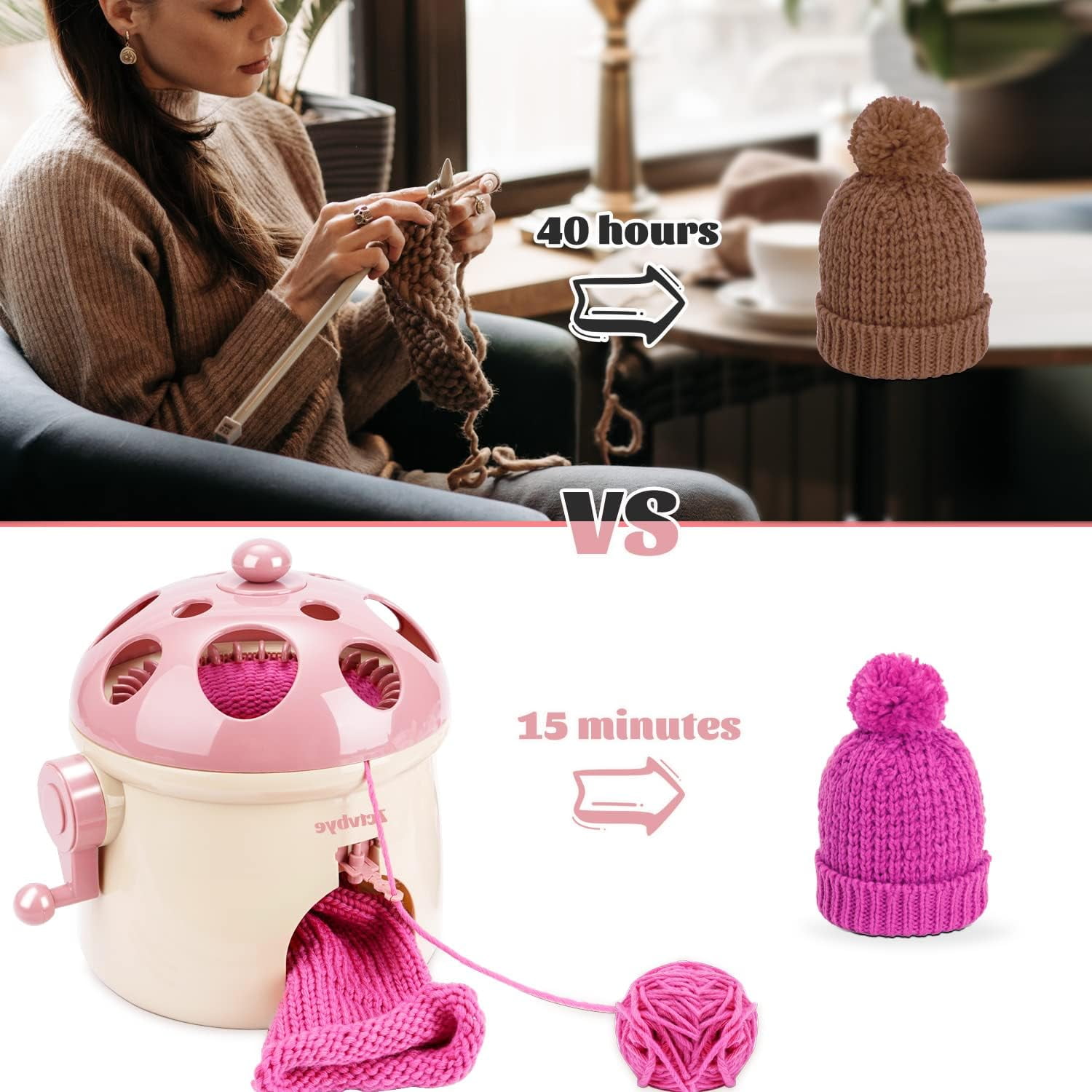 Zcvtbye Knitting Machine,Knitting Machine 32 Needles,Knitting Loom Kits for Adults & Kids, DIY Weaving Crochet Machine for Sock & Hat & Scarf (32Needles)