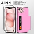 thumbnail image 2 of 4-in-1 for iPhone 15 Case Wallet with Screen Protector & Camera Cover Full Body Hybrid iPhone 15 Case with Card Holder Shockproof Protective Phone Case for iPhone 15 for Women Men (Pink), 2 of 14