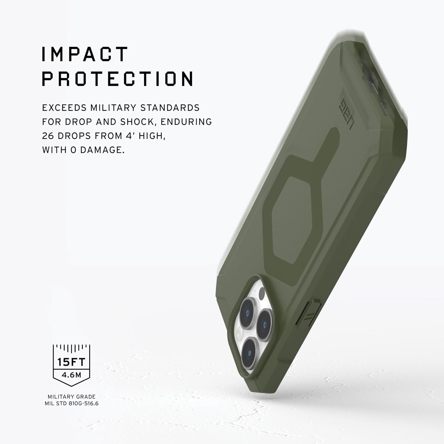 UAG iPhone 15 Pro Case 6.1" Essential Armor Olive Drab Built-in Magnet Compatible with MagSafe Charging Rugged Military Grade Protective Cover
