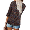 thumbnail image 4 of WQD Womens Long Sleeve Shirts Dressy Casual Floral Blouses Loose Tunic Tops for Fall Winter Spring (Available in Plus Size), 4 of 5