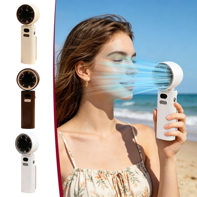 Gifts YYV Handheld USB Rechargeable High-Speed Mini Fan Digital Display Rotatable Compact Portable Turbo Cooling Fan for Travel Outdoor Office Students Gift Rechargeable Pocket Fan