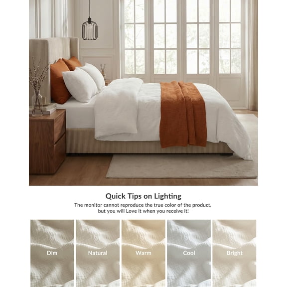 Muslin Duvet Cover Size, 100% Washed Cotton Duvet Cover Set, Soft Comforter Cover Linen Like, 3 Pieces Gauze Duvet Cover with 2 Pillowcases, 90"x90", White