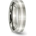 thumbnail image 5 of Chisel Titanium Brushed with Sterling Silver Inlay 6.2mm Flat Band - Ring Size 12.0, 5 of 8
