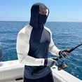 thumbnail image 5 of Men's UPF 50+ Sun Protection Compression Hooded Shirt, Slim Fit Long Sleeve Color Block Rash Guard with Integrated Face Mask for Fishing and Hiking, 5 of 6