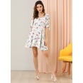thumbnail image 4 of Mini Vestido Acampanado Ajustado Manga De Soplo Escote Corazón Floral Para Mujer Blanco M, 4 of 6