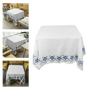 Cotton Decorative Tablecloth Washable Dining Table Birthday Decor White