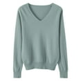 thumbnail image 4 of Duoif Sweaters for Women Trendy Light Sweaters for Women Long Sleeve Crew Neck Lightweight Soft Knitted Pullover Knitted Blouse Women's Sweaters Womens Tops Green S, 4 of 7
