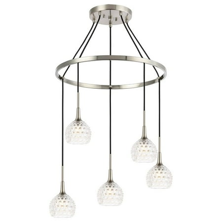

Woodbridge Lighting Bristol 5-Light Glass Chandelier in Satin Nickel/Clear