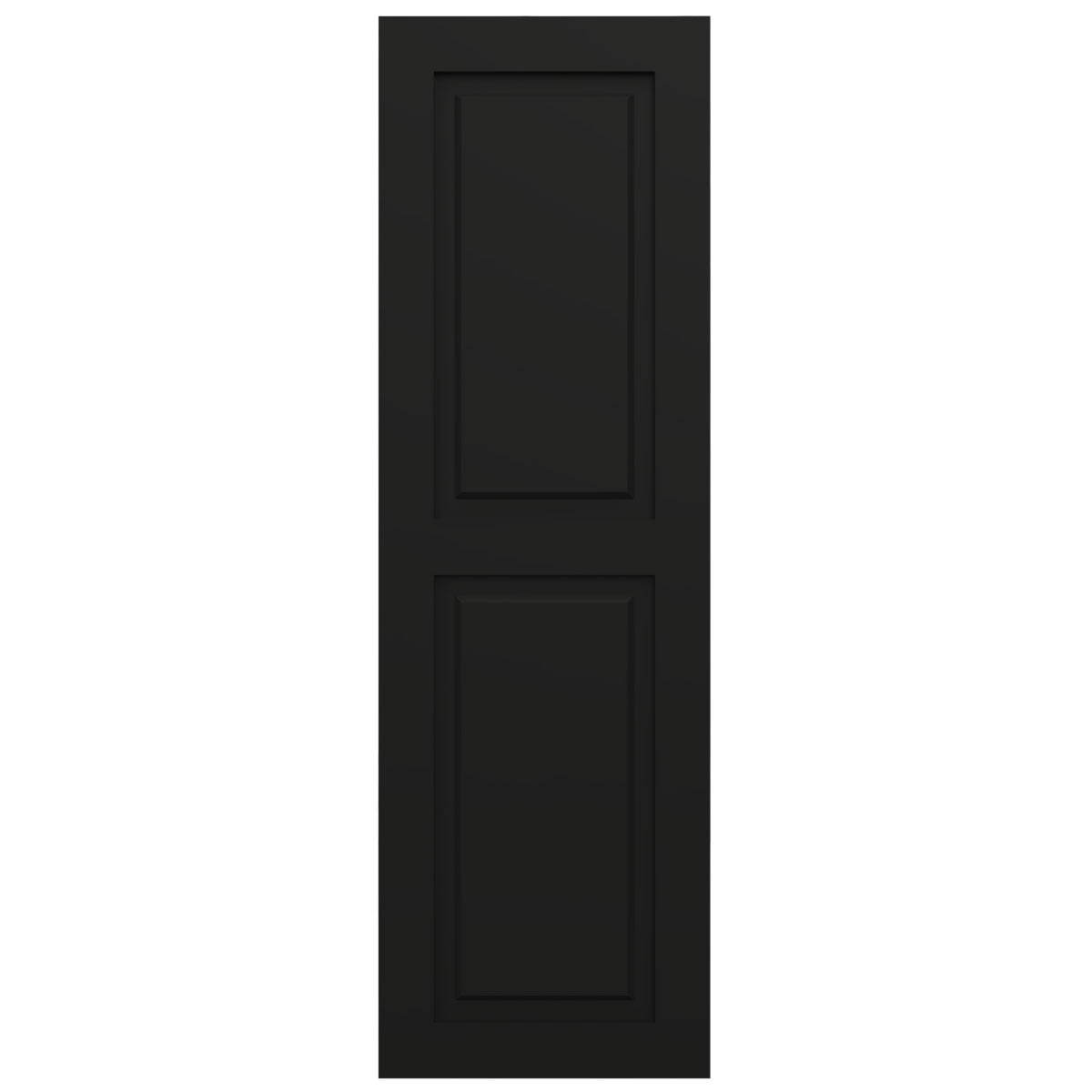 Ekena Millwork 18"W x 42"H True Fit PVC Two Equal Raised Panel Shutters, Black (Per Pair - Hardware Not Included)