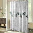 thumbnail image 4 of Cortina de ducha de tela, diseño impermeable y poliéster, secado rápido, dobladillo con peso, juego de cortinas de ducha para baño, duraderas y lavables con 12 ganchos, 4 of 8