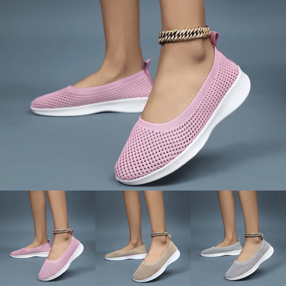 CAIXAI Walking Shoes with Wide Width Wide Toe Box Shoes Women Breathable Mesh Knitted Woven Womens Shoes Sneakers Closed Toe on Adjustable Upper Mary Jane Shoes Women Hands Free Sports Shoes