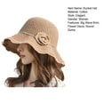 thumbnail image 4 of huanledash Hollow Out Breathable Faux Pearl Flower Decor Sun Hat Women Big Wave Brim Floppy Bucket Hat Fashion Accessories, 4 of 8