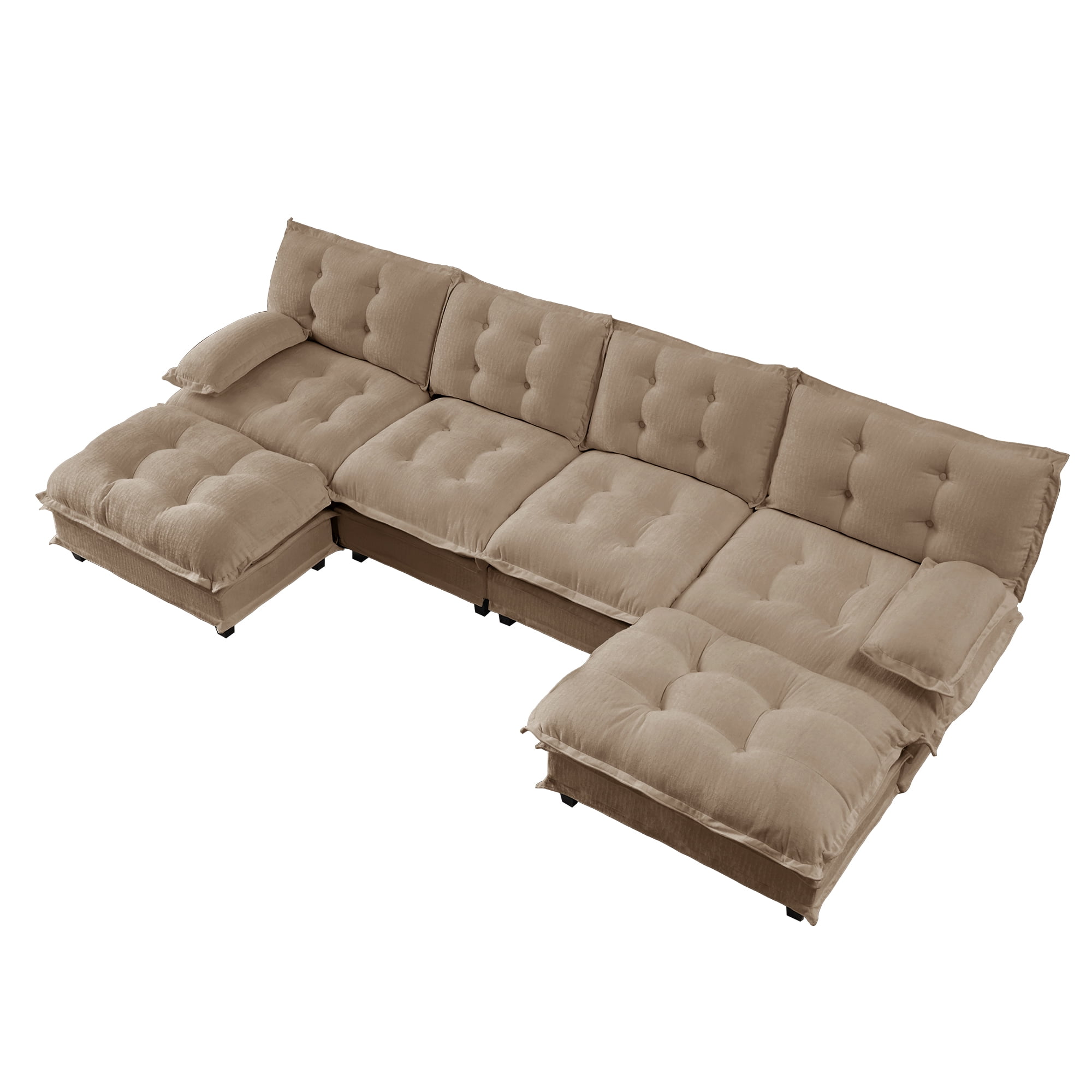 AISWORD 138" U-Shaped Modular Sectional Cloud Sofa with 2 Ottomans, Chenille Fabric Deep Seat Couch with Lattice Decored Cushions
