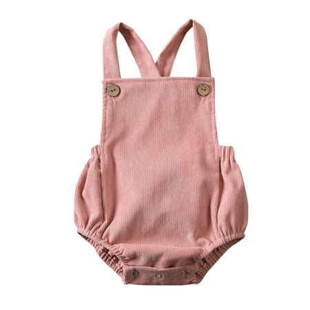 

Cathery Baby Boy Girl Sleeveless Solid Button Jumpsuit Clothes Outfit 0-24M