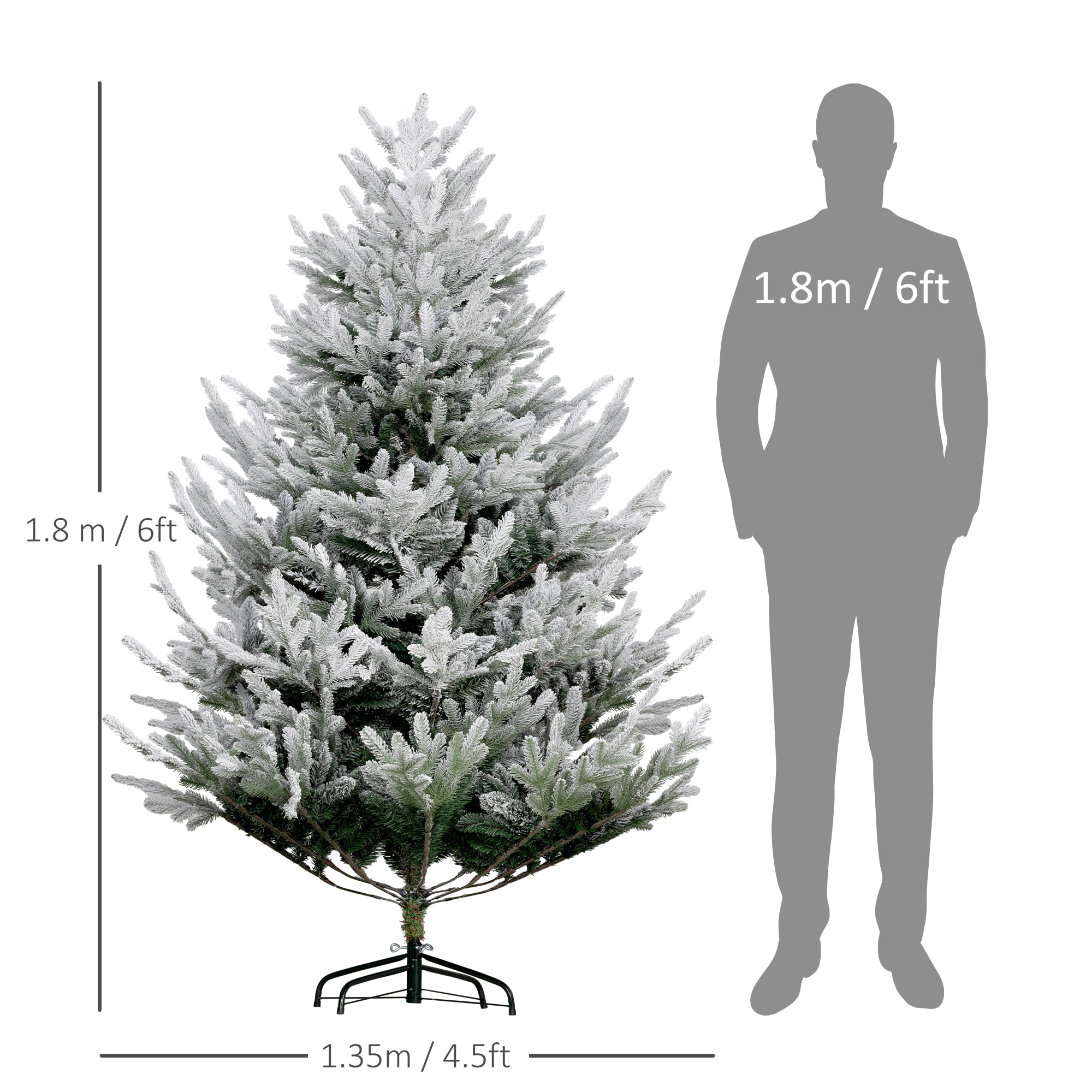 6ft Unlit Snow Flocked Christmas Tree Auto-Open Branches Flame Retardant Indoor Holiday Decor
