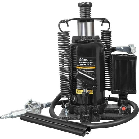 Torin DTA92006B Pneumatic Air Hydraulic Bottle Jack with Manual Hand Pump, 20 Ton (40,000 lb) Capacity, Black