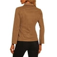 thumbnail image 3 of MODA NOVA Juniors Faux Suede Shirt Point Collar Casual Button Down Blouse Brown XS, 3 of 5