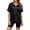 Black, variant on NinXxx Women's Loose Short Sleeve Zipper Pocket Hoodie Top Khaki L