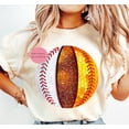 thumbnail image 1 of Triple Split Sports Ball , Baseball Softball Basketball Glitter Clipart, Game Day tee - Ivory - M, 1 of 4