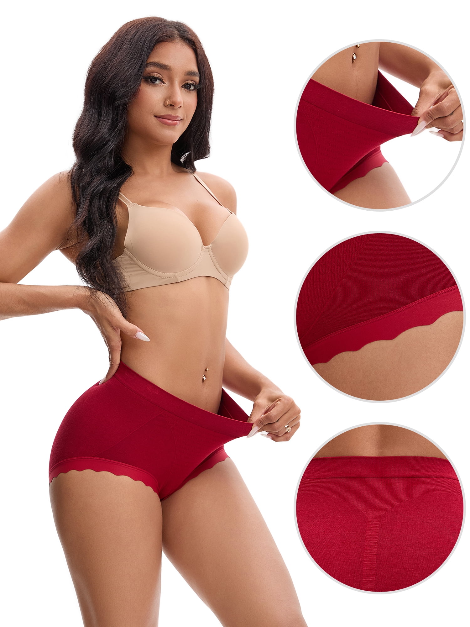 Unique Bargains High Waisted Tummy Control Briefs XL Red