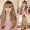 thumbnail image 2 of Pelucas sintéticas largas y rectas para mujer, pelo Natural con flequillo, resistente al calor, uso diario, Cosplay, 2 of 4