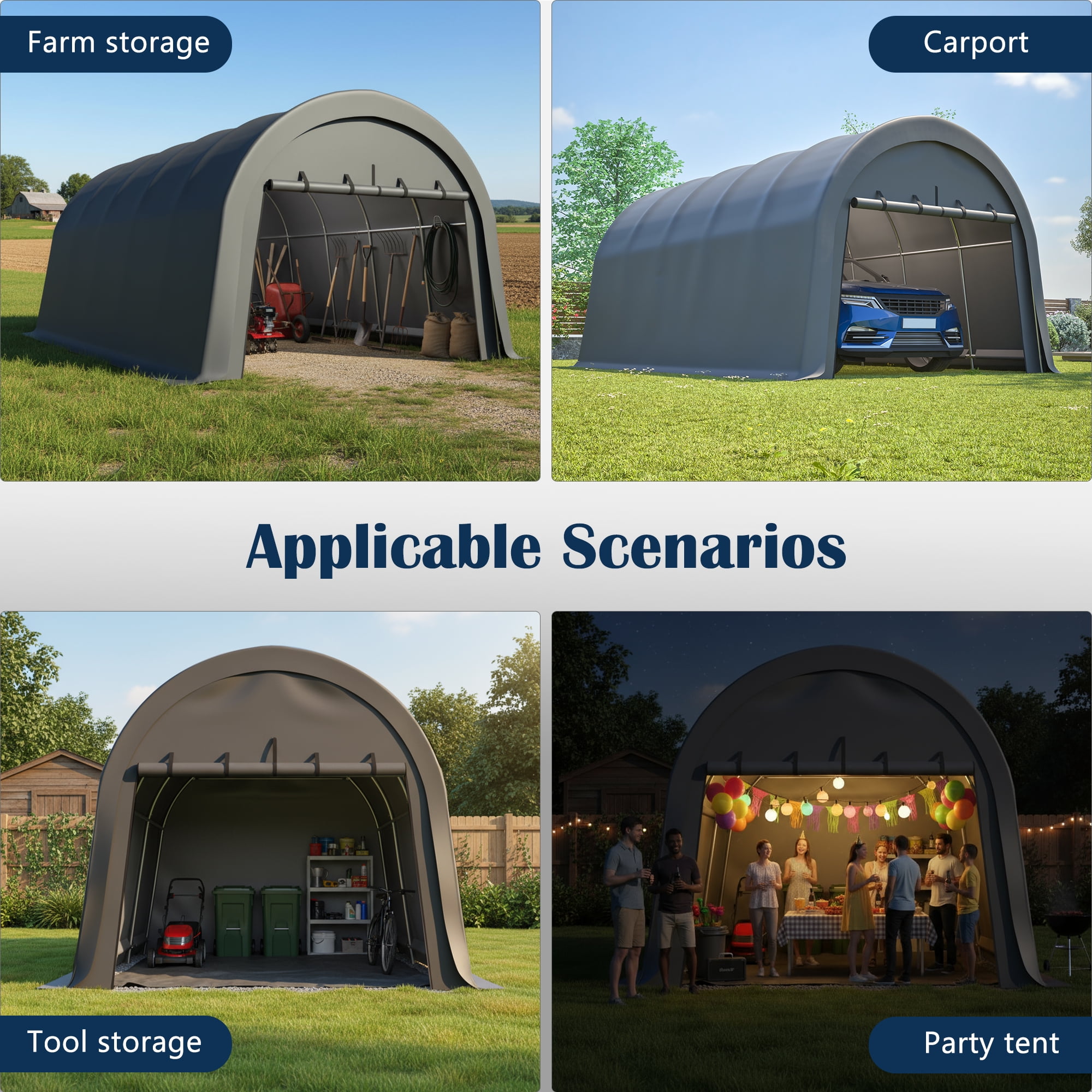 12x20 FT Heavy Duty Carport Canopy - Commercial Grade Portable Garage with Steel Frame, Waterproof Cover, Wind & Snow Resistant Outdoor Shelter for Trucks, Cars, Boats