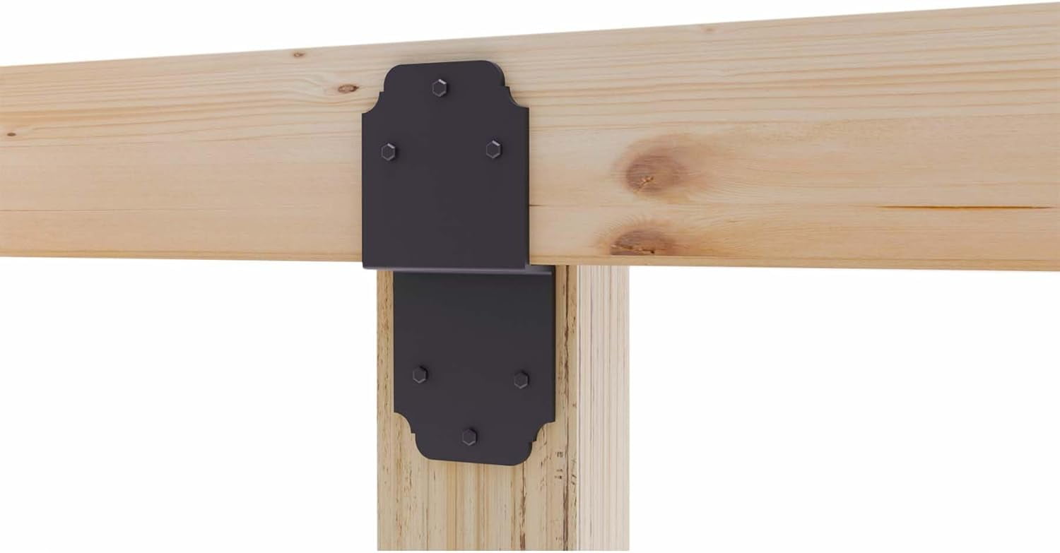 2 packs of heavy-duty gazebo brackets black type brackets, 6 inch steel angle beam connectors, used for wood project deck frame structure fence repair column to beam connectors