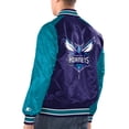 thumbnail image 2 of Men's Starter Purple/Teal Charlotte Hornets Renegade Satin Full-Snap Varsity Jacket, 2 of 2