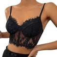 thumbnail image 1 of Gibobby Camisola de satén con cuello de encaje para mujer(Negro,G), 1 of 5